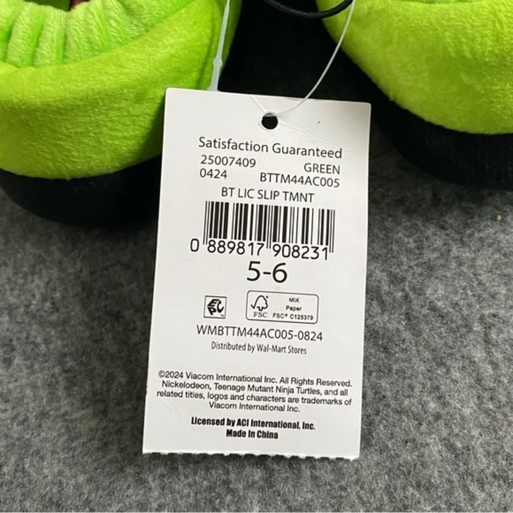 Teenage Mutant‎ Ninja Turtles Slippers Little  Boys Size 5-6 Slip On Green New